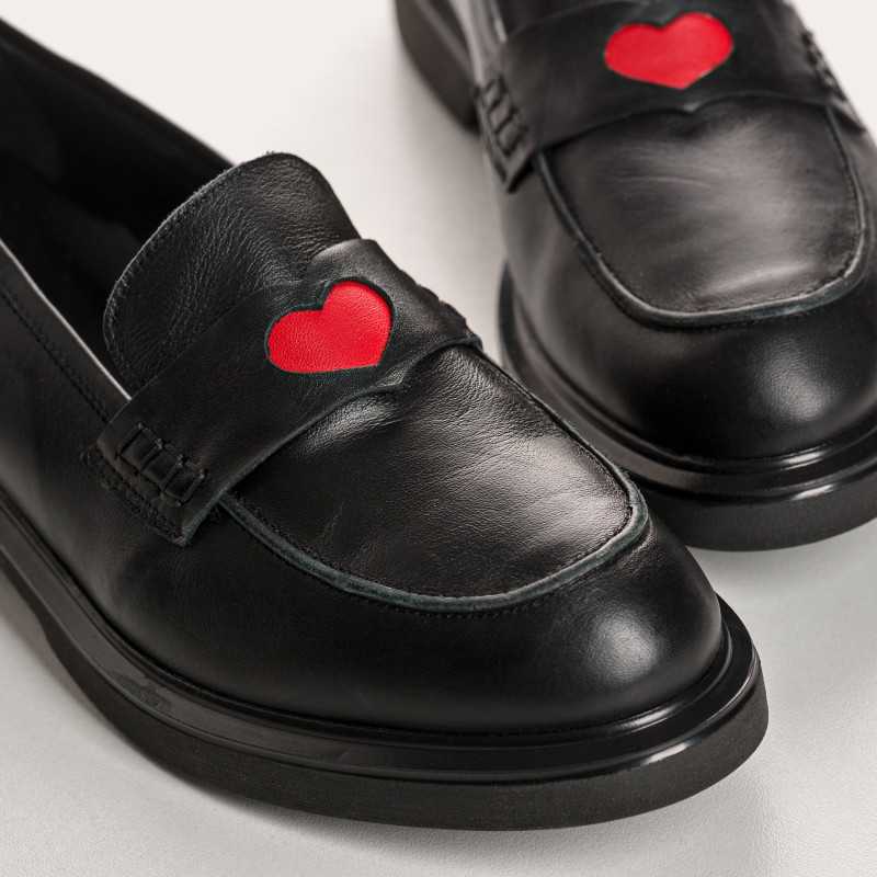 REQINS - Mocassins Jack Cuir - Noir Cœur Rouge – Image 3