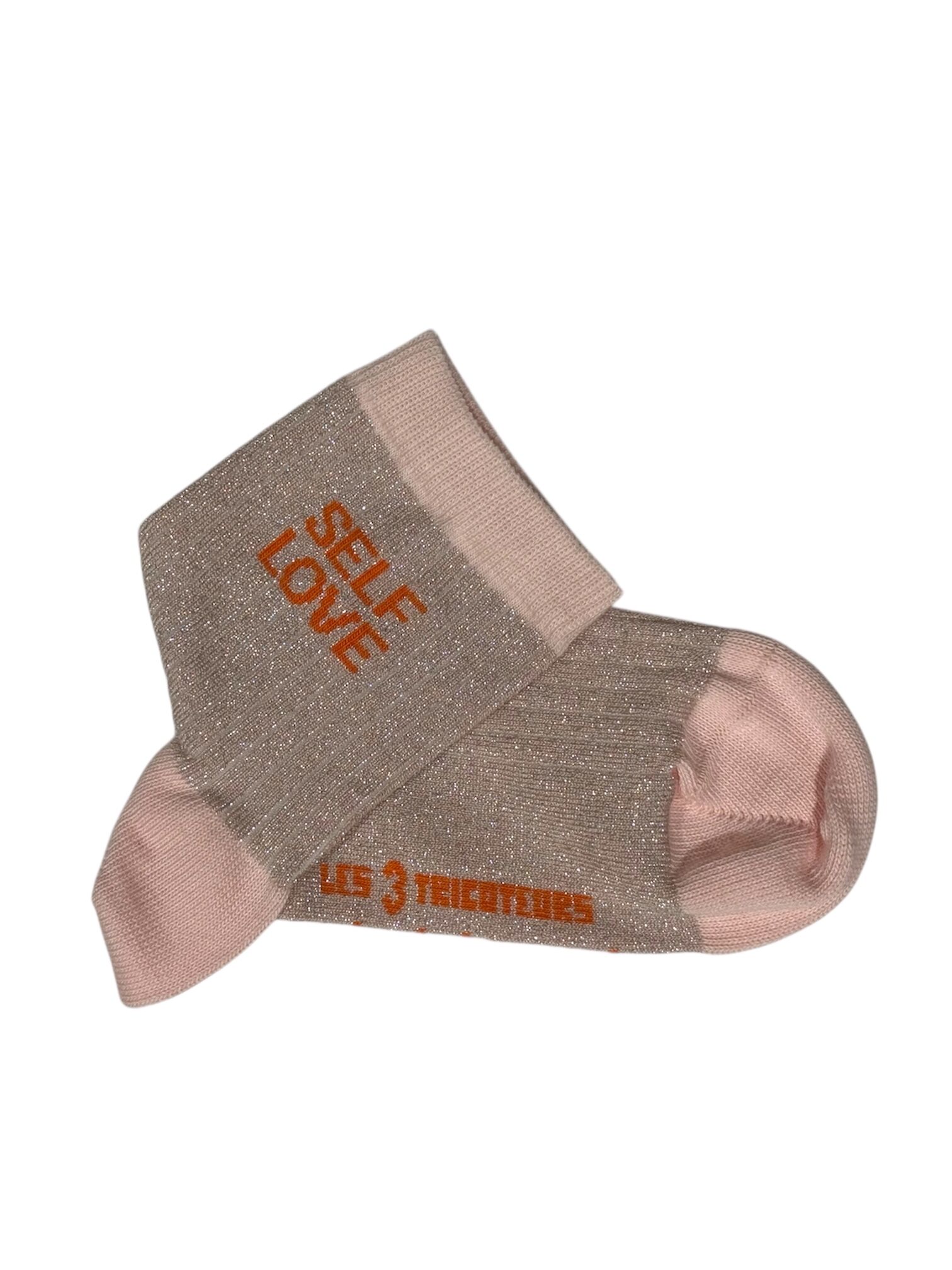 LES 3 TRICOTEURS - Chaussettes à paillettes Self Love - Rose