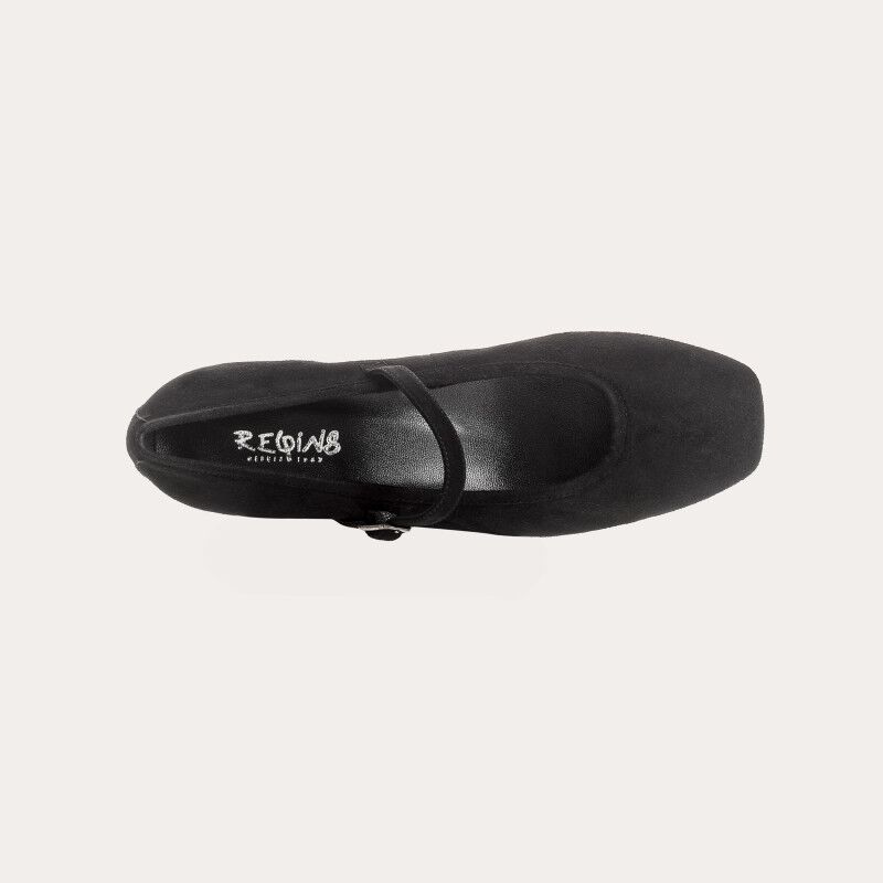 REQINS - Babies à Talons Kelly en Cuir Velours - Noir – Image 3