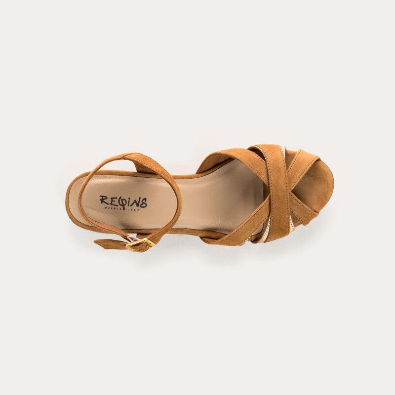 REQINS - Sandales Palma en Cuir Velours - Camel – Image 4