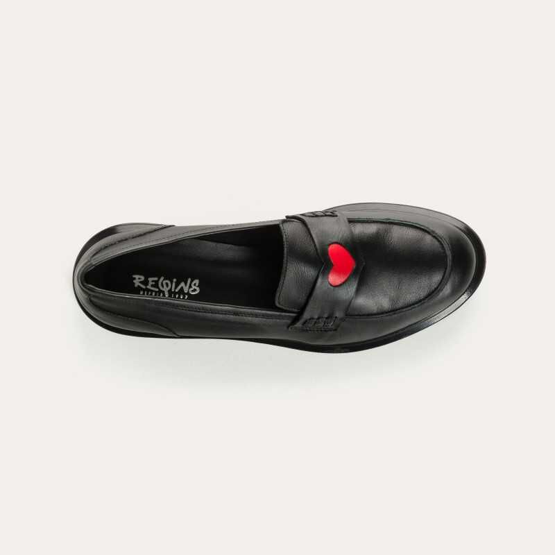 REQINS - Mocassins Jack Cuir - Noir Cœur Rouge – Image 2