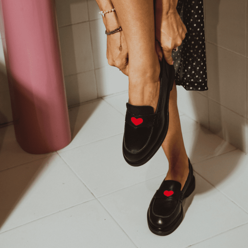 REQINS - Mocassins Jack Cuir - Noir Cœur Rouge – Image 4